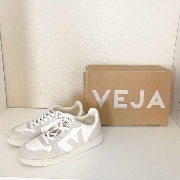 Veja V-10 B-MESH WHITE NATURAL PIERRE 37/6. New - Picture 5 of 17
